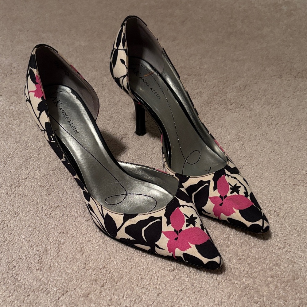Anne Klein Floral Heels - Pink and Black
